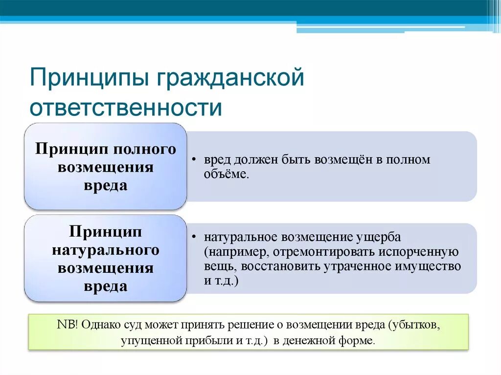 Принцип полного возмещения. Принципы гражданской ответственности. Принципы гражданско-правовой ответственности. Принципы гражданского правовой ответственности. Основные принципы гражданской ответственности.