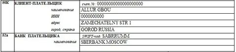 Реквизиты нерезидентов