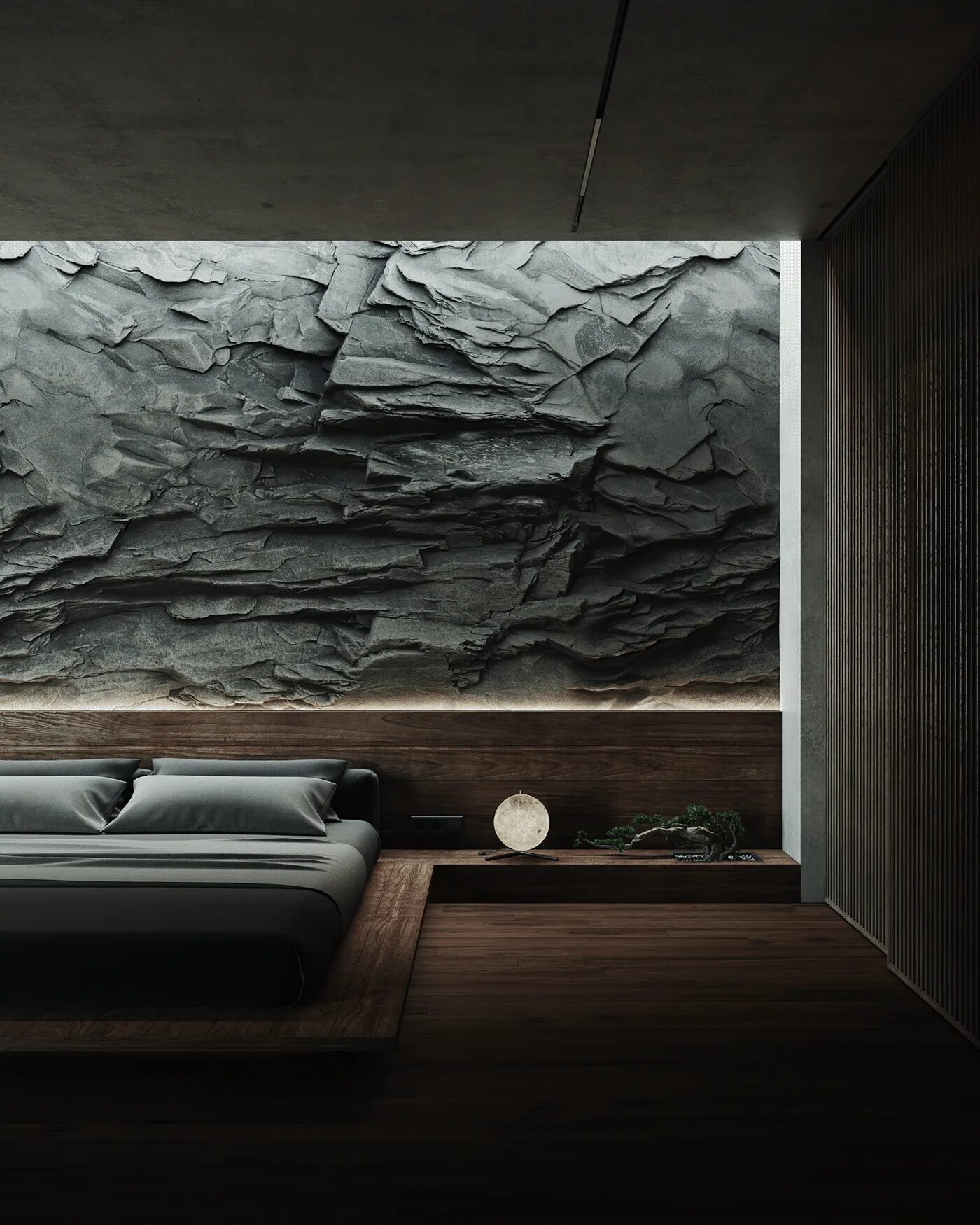 Dark Wall Mural for Living Room Black Stone Wall Removable Wallpaper Black Textu