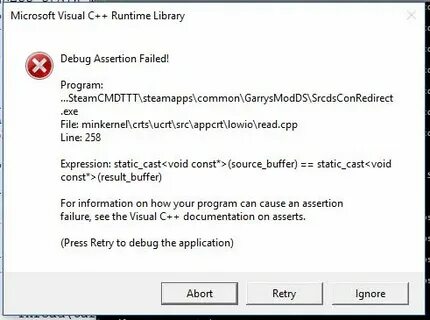 Microsoft visual c runtime assertion failed