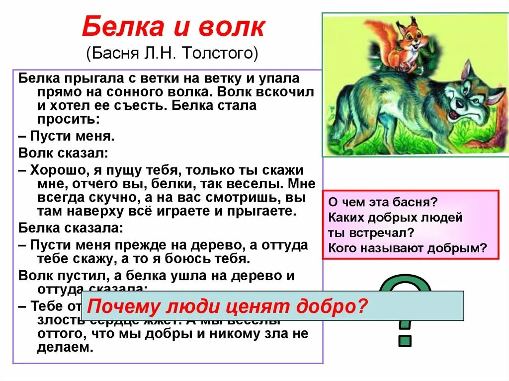 Белка и волк пересказ. Басня Льва Николаевича Толстого белка и волк. Сказка л Толстого белка и волк. Лев Николаевич толстой рассказ белка и волк. Толстой басни.