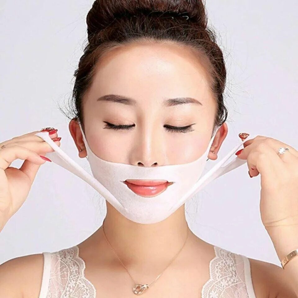 Подтягивающая маска от морщин. Маска для лифтинга для коррекции овала лица v-line Lifting Mask. Корейские маски для лица. Маска для лица Корея. Кореянка в маске для лица.