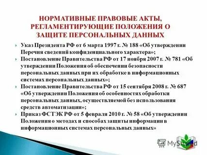 Локальные нормативные акты персональных данных работника
