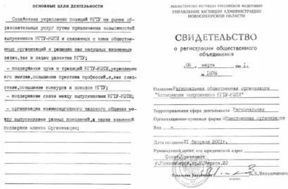 Региональная общественная организация регистрация