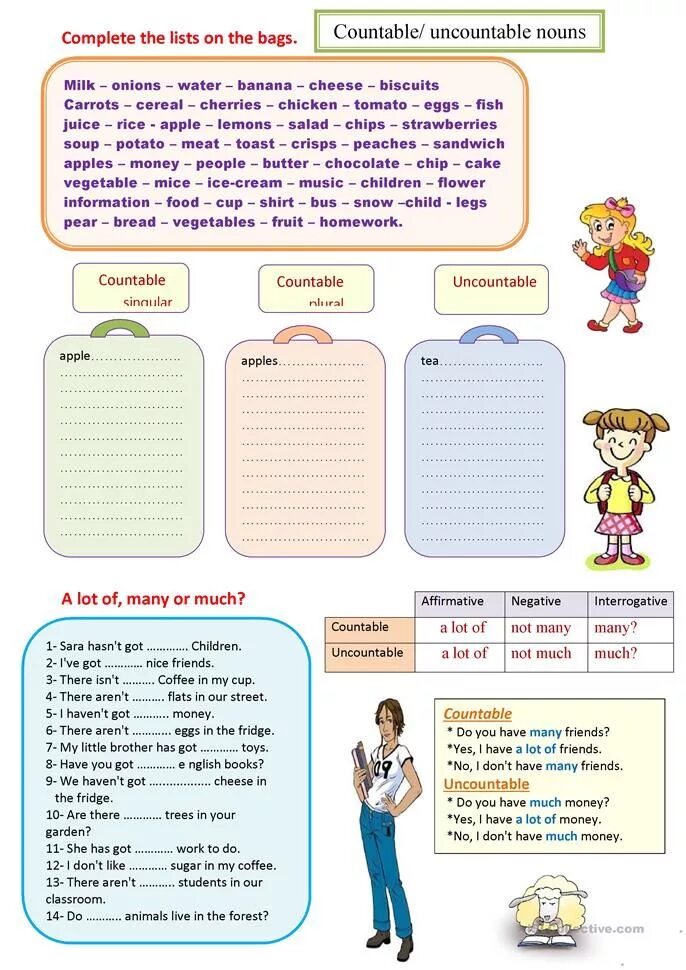 A lot of blank. Countable and uncountable Nouns exercises for Kids. Упражнения на countable Nouns. Much many упражнения Worksheets. Countable and uncountable упражнения.