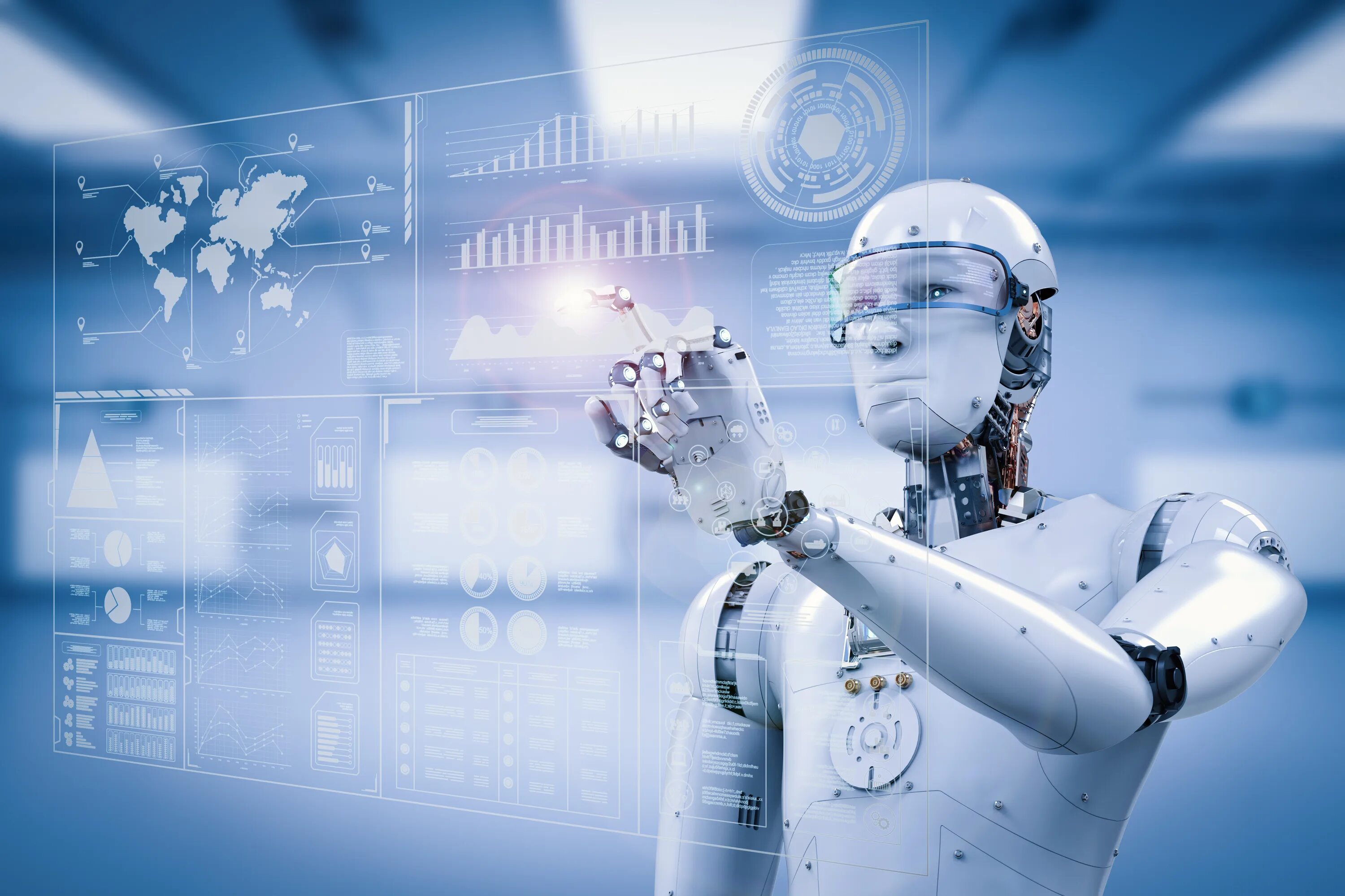 Технологии будущего. Технологии искусственного интеллекта. Робот с искусственным интеллектом. Робототехника фон.
