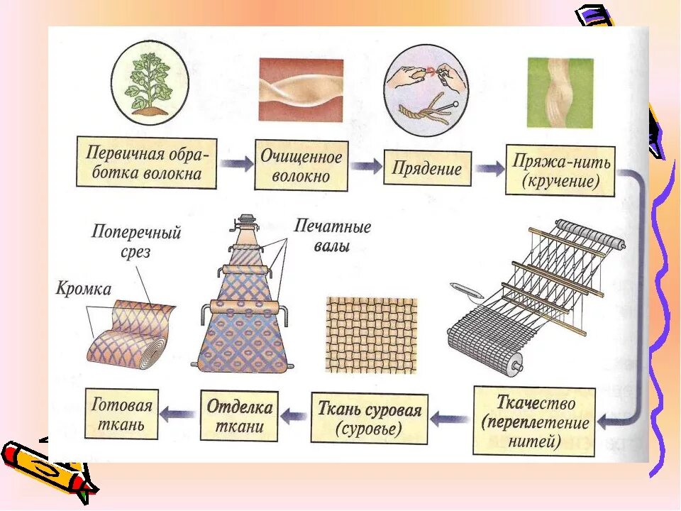 Обработка тканей этапы. Этапы производства ткани из волокон хлопка. Процесс прядения ткани. Этапы прядильного производства. Схема производства ткани из шерсти.
