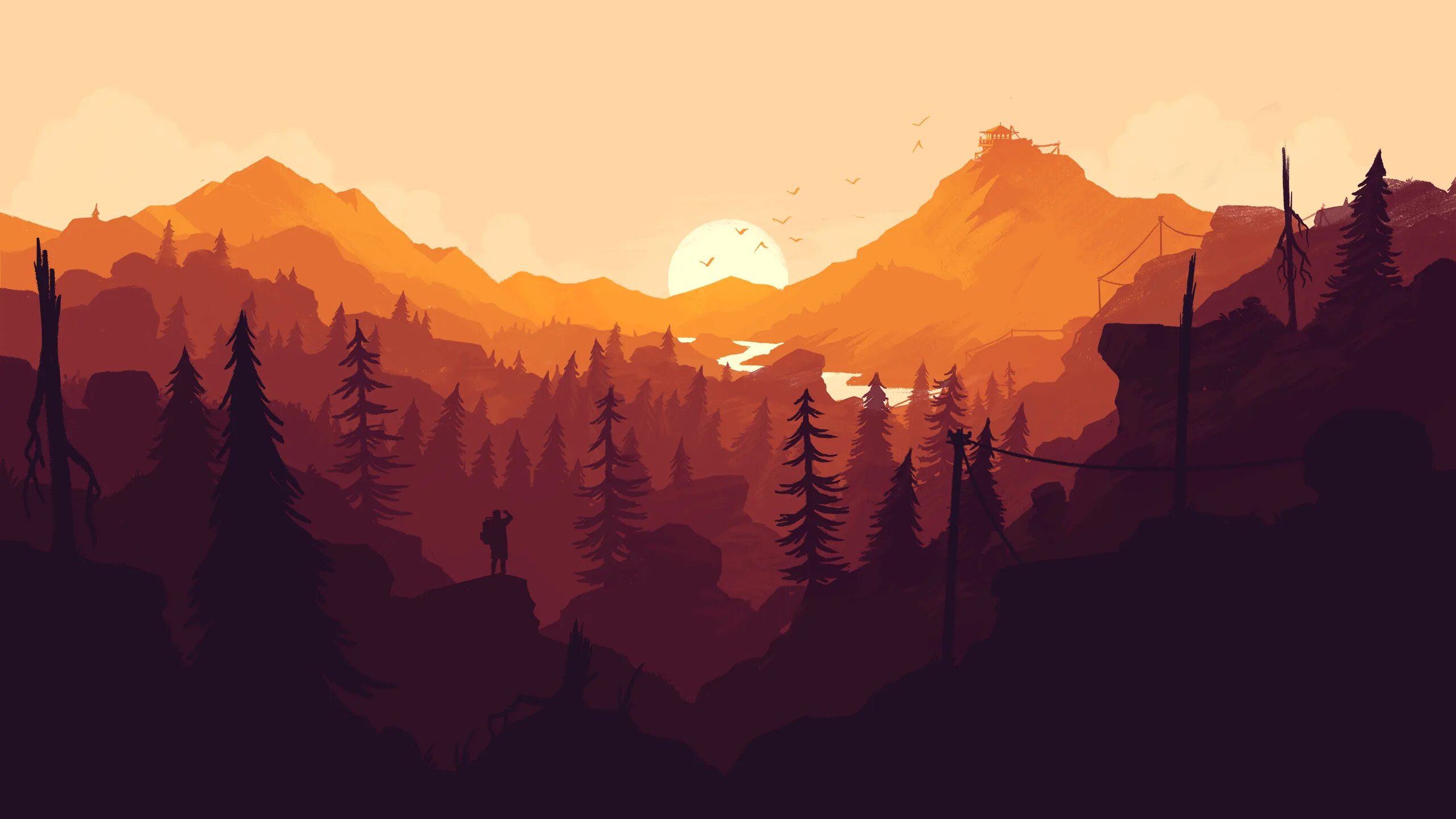 Дикая 2 д. Firewatch Брайан. Игра про лесника Firewatch. Firewatch лес река горы.