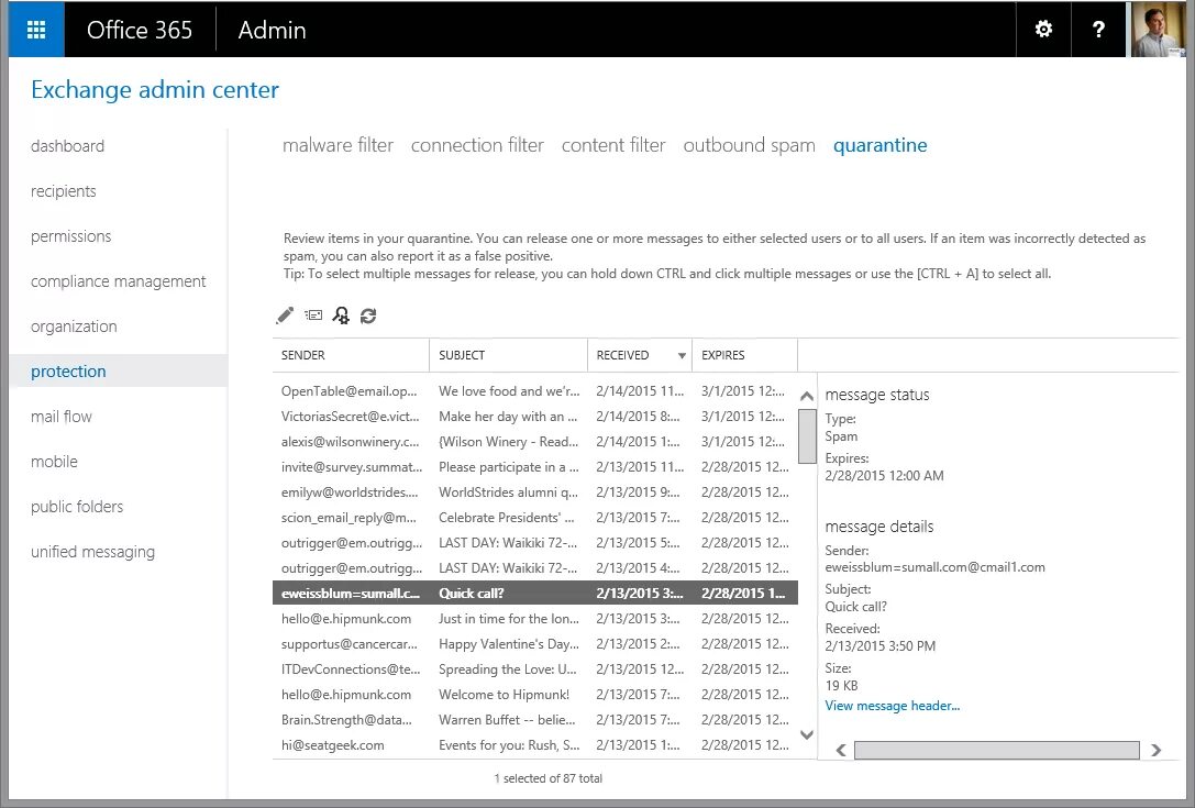 Message detail