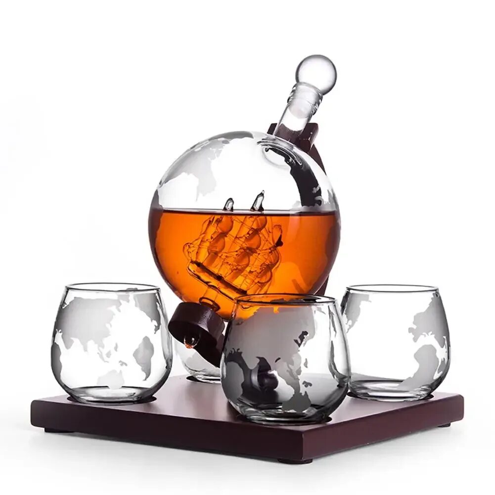 Декантер Whiskey Globe. Графин Glass Whisky Decanter.. Glass Decanter Set набор. Декантер Глобус с бокалами.