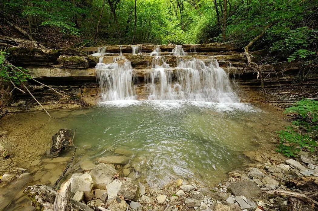 Родники в краснодарский. Водопады реки Пшада.