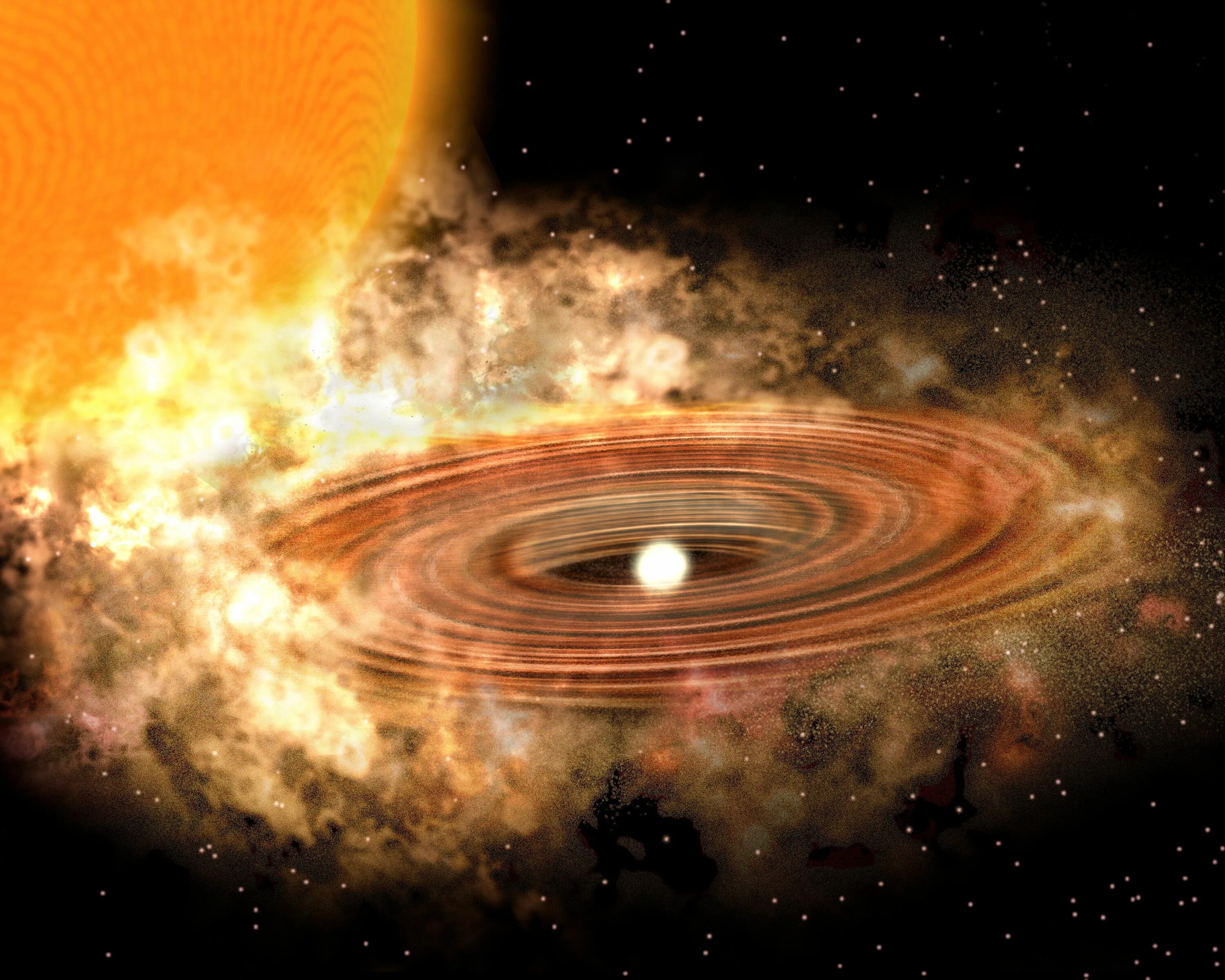 Образование земли. Звезды солнечной системы. Черная дыра. Аккреция звезды. Гигантская звездная система