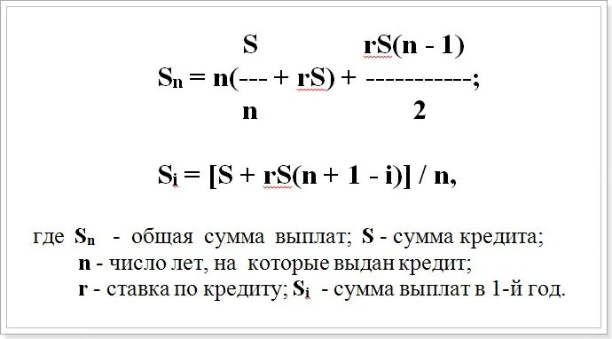 Найти сумму выплат по кредиту