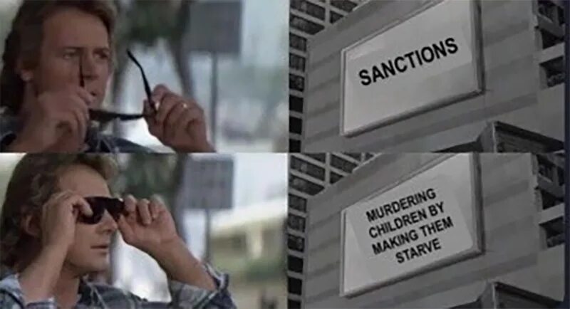 They lives или they live. They Live Glasses. More sanctions meme. They Live meme Zuckerberg. We need more sanctions.