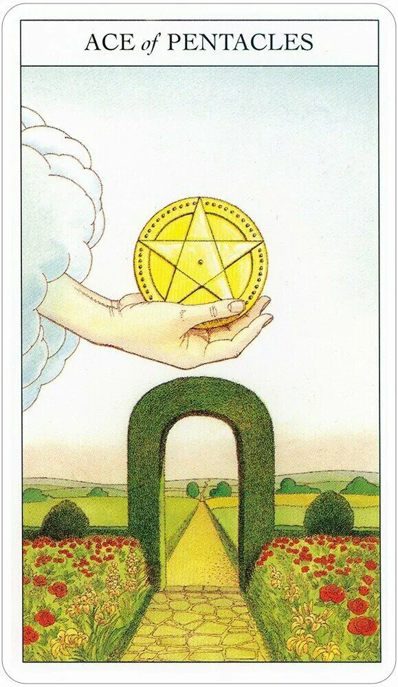 Карта Таро туз пентаклей. Ace of Pentacles Таро. Туз пентаклей Таро Уэйта. Изображение карты Таро туз пентаклей.