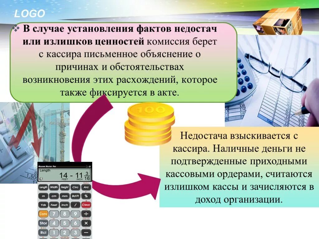 Учету материальных и денежных средств. Недостача денежных средств. Излишки и недостачи. Инвентаризация денежных средств. Объяснение причин излишков или недостач.