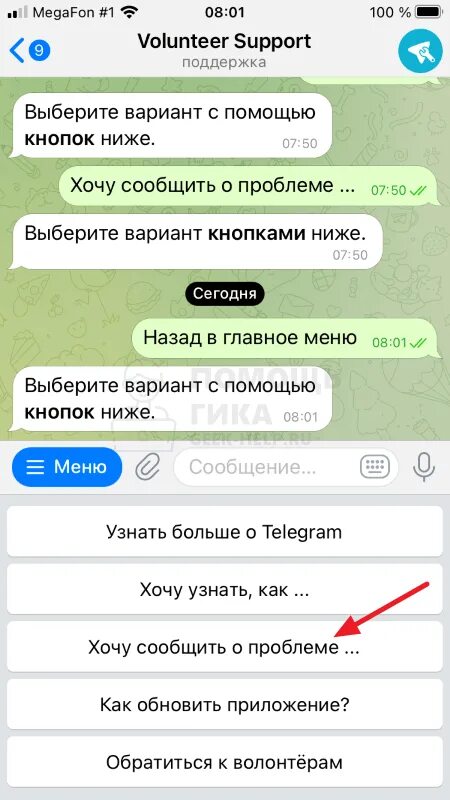 Как в тг кинуть жалобу на человека