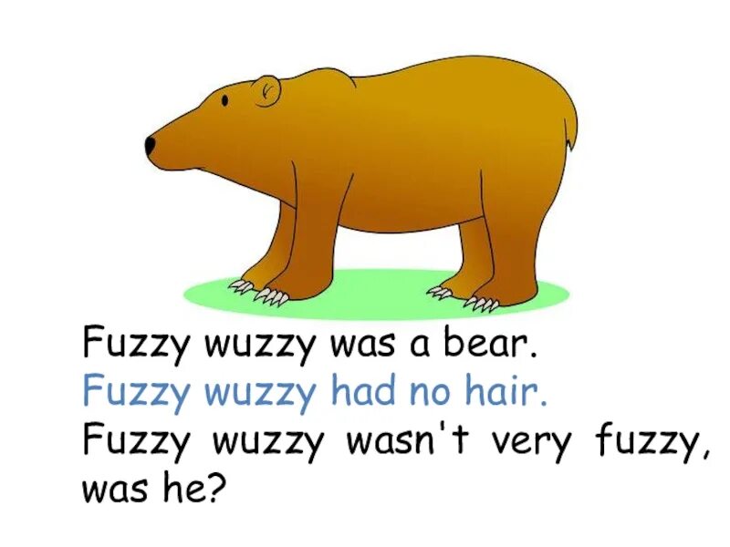 No he wasn t. Fuzzy Wuzzy was a Bear. Fuzzy Wuzzy скороговорка. Скороговорка Fuzzy Bear. Tongue Twisters Fuzzy Wuzzy.