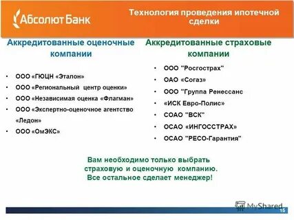 Оценщики аккредитация банк