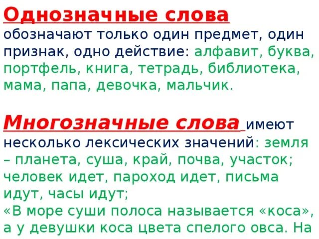 Однозначность слова