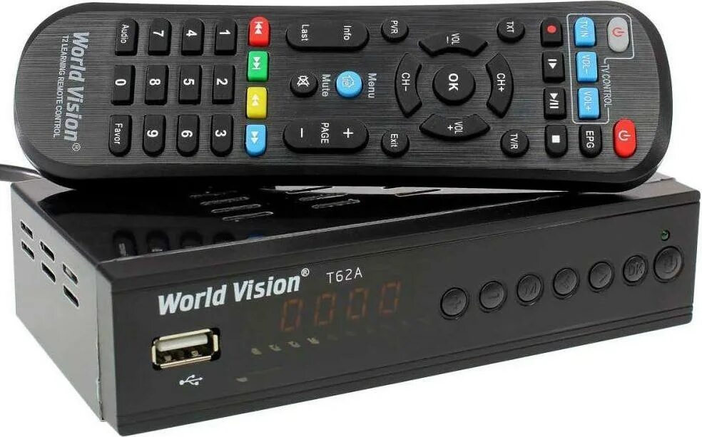 Приставки для телевизора купить цена. TV-тюнер World Vision t62a. Приставка ТВ цифровая World Vision t40. Цифровой т-2 тюнер World Vision. Приемник цифрового ТВ World Vision t62a.