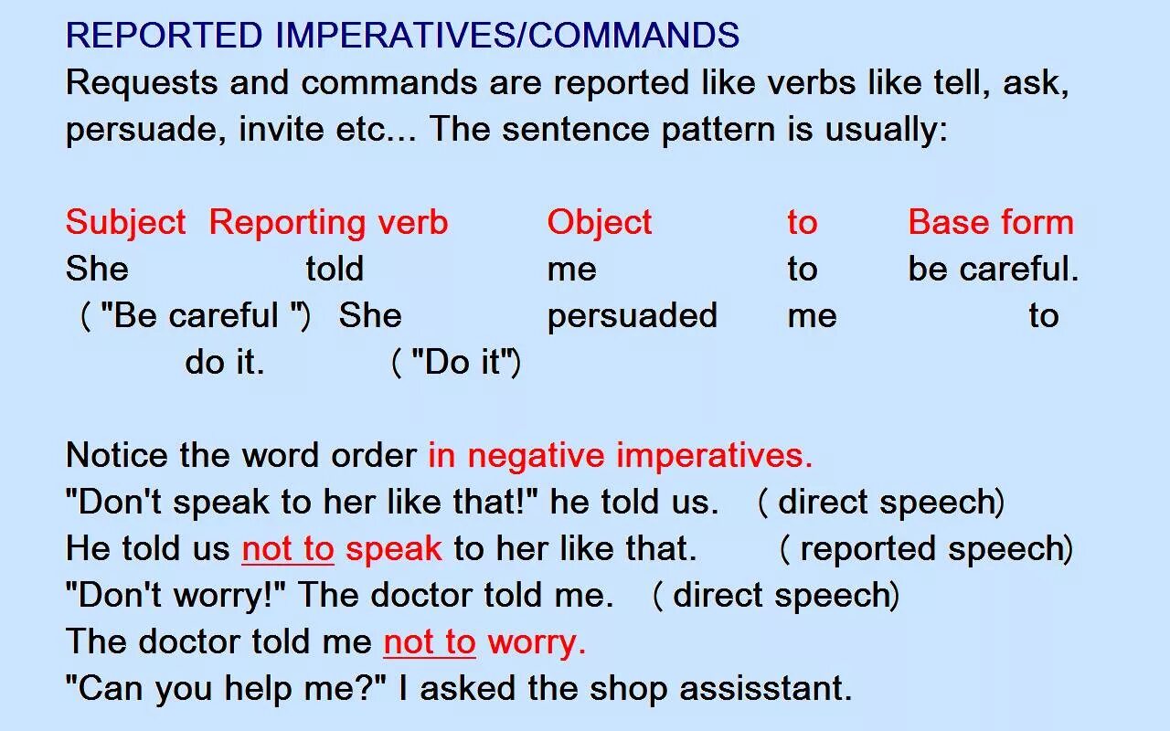 Reported speech orders. Reported Speech Commands. Commands in reported Speech. Reported requests and Commands правило. Direct Speech reported Speech.