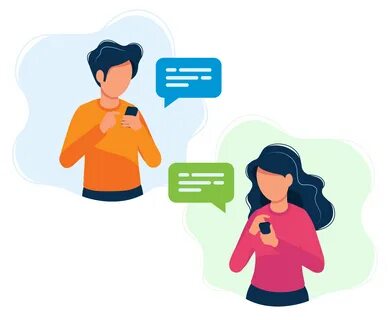 Concept illustration, texting, messaging, chatting, social media, customer ...