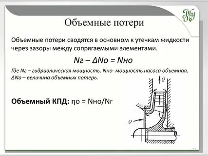 Объемные потери насоса
