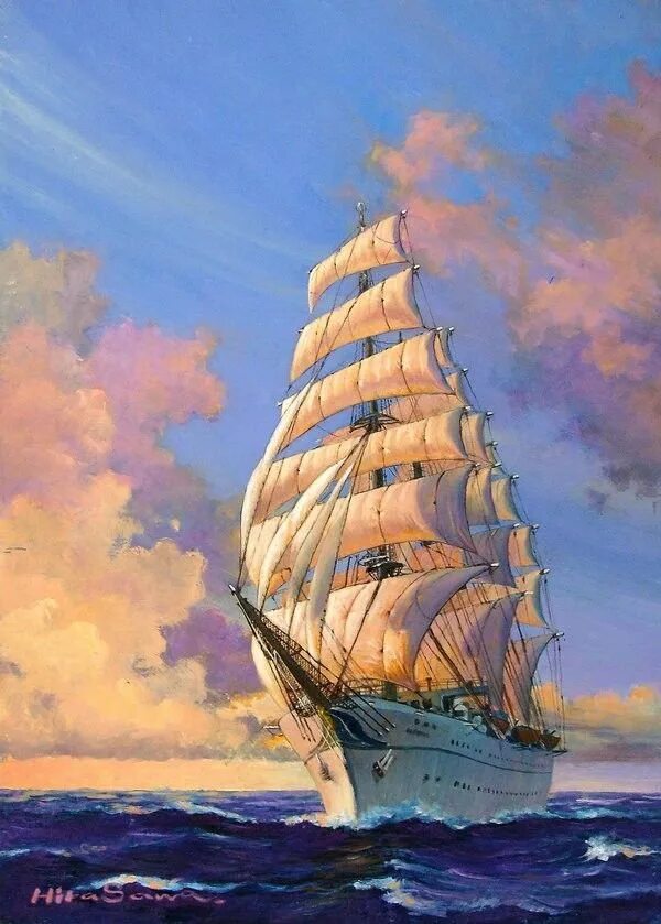 Художник нарисовал деревья море корабли. Пейзаж с парусником. парусные корабли в живописи. парусник живопись. морской пейзаж с парусником.