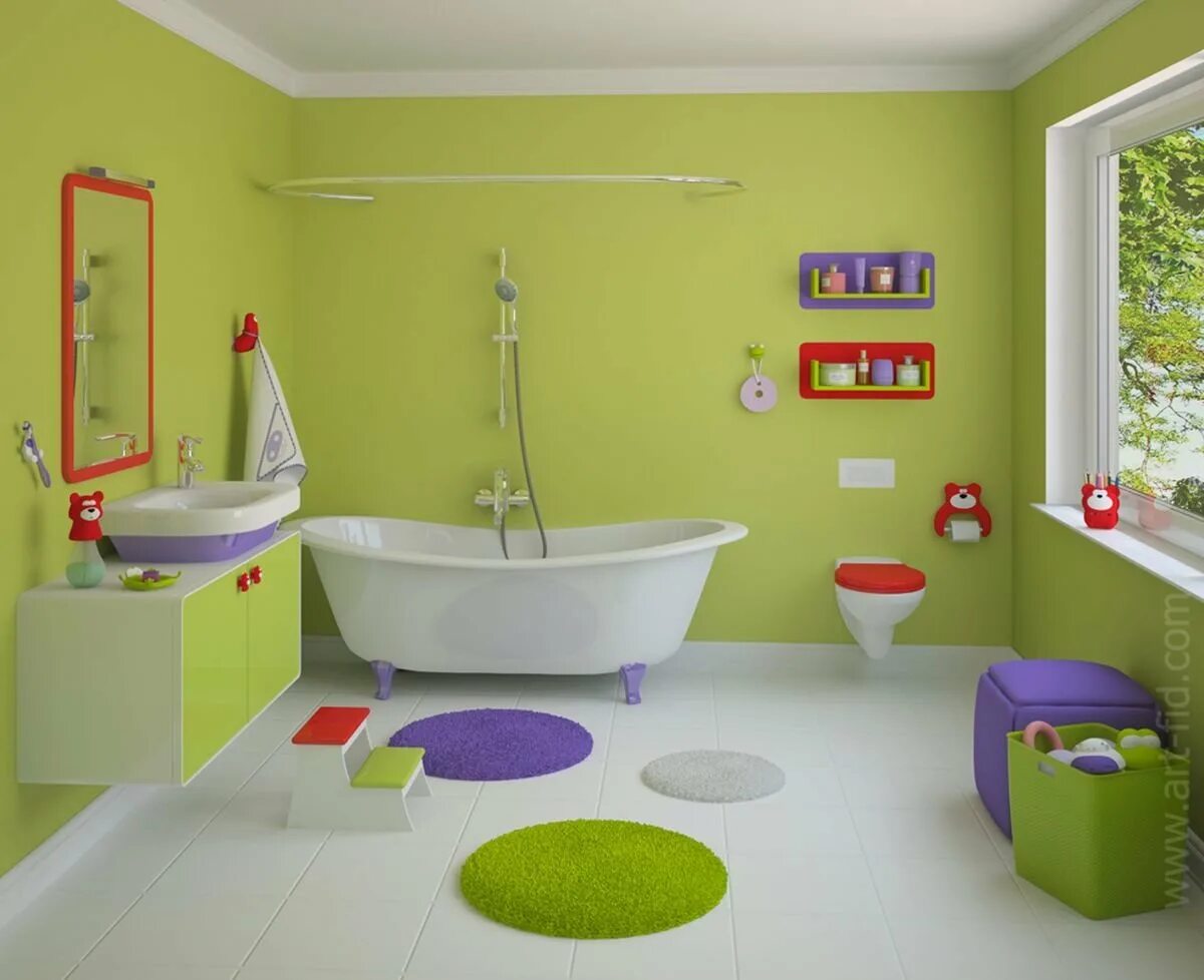 Детская ванная. Яркая ванная комната. Ванная комната для детей. Детская ванная комната интерьер. Картинки ванной для детей