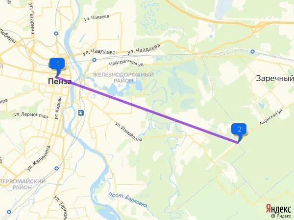 Сколько ехать до заречного