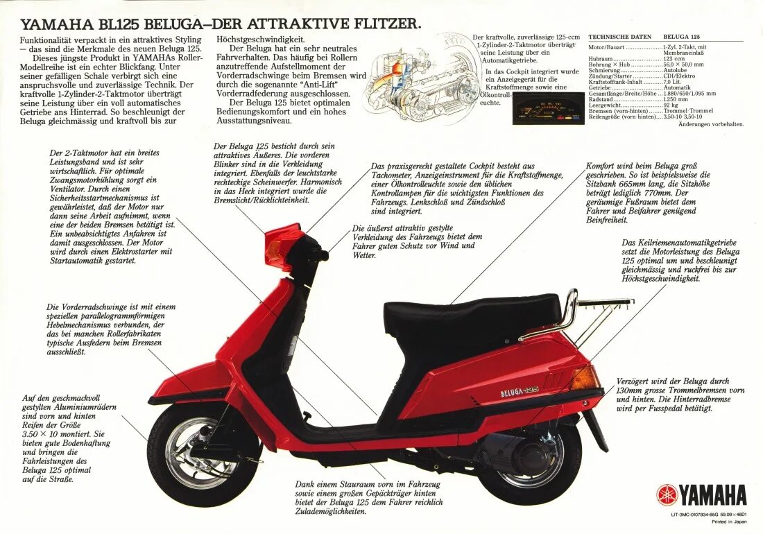 Скутер описание. Yamaha 80 мопед характеристики.