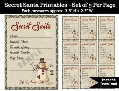 Secret Santa Gift Exchange Printable PDF Christmas Party Etsy