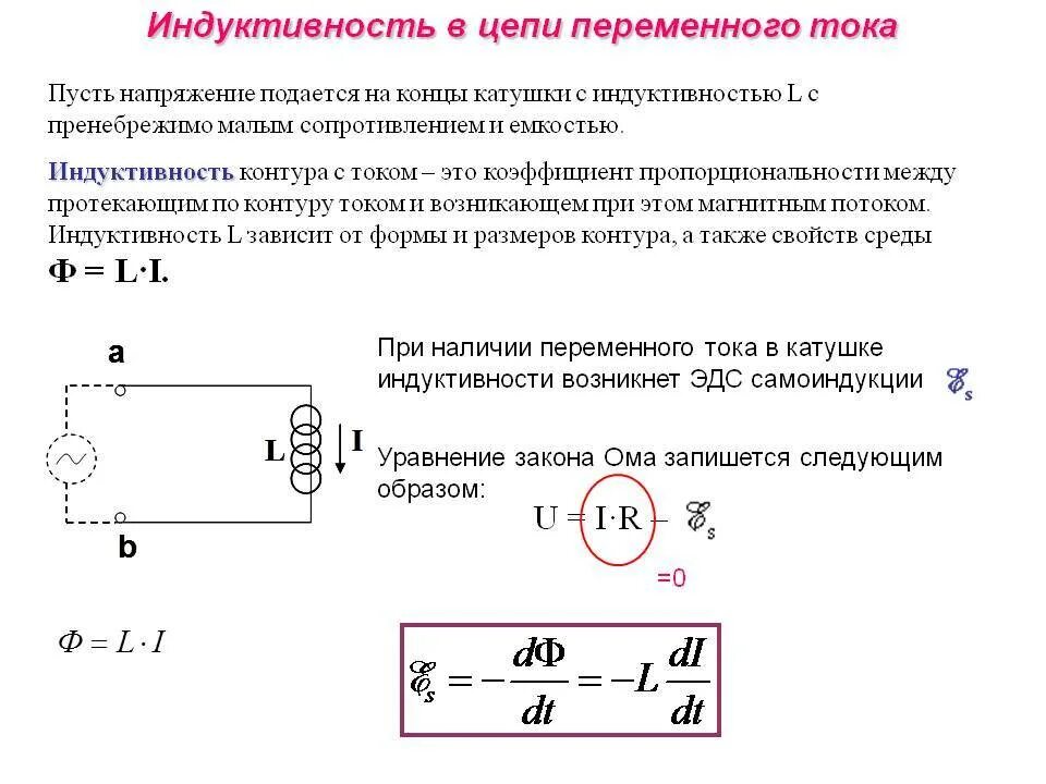 Формула определения индуктивности катушки с током. Индуктивность в цепи переменного тока формула. Индуктивные катушки Электротехнике формулы. Индуктивность катушки формула через ток и напряжение. Уменьшение тока в катушке индуктивности