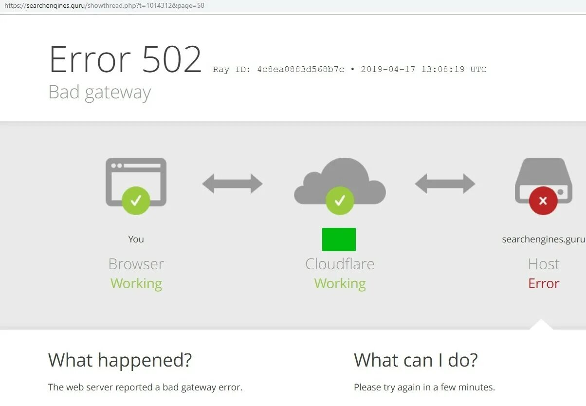Неверный шлюз. Ray ID. Error 502. Ray-ID:6e36d237f8119942. Эррор 502.