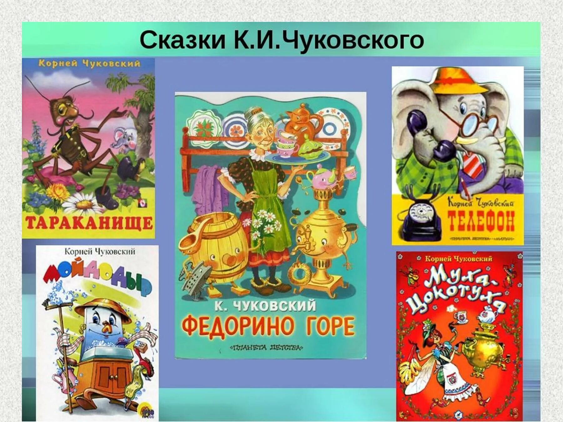 Герои произведений и чтение. Иллюстрации к произведениям из сказок Корнея Чуковского. Герои сказок Корнея Чуковского.