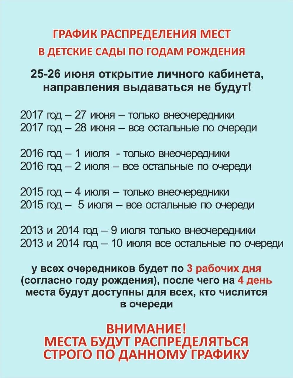 Когда распределяют места в сад