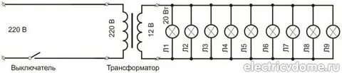 Схема трансформатора 220 12