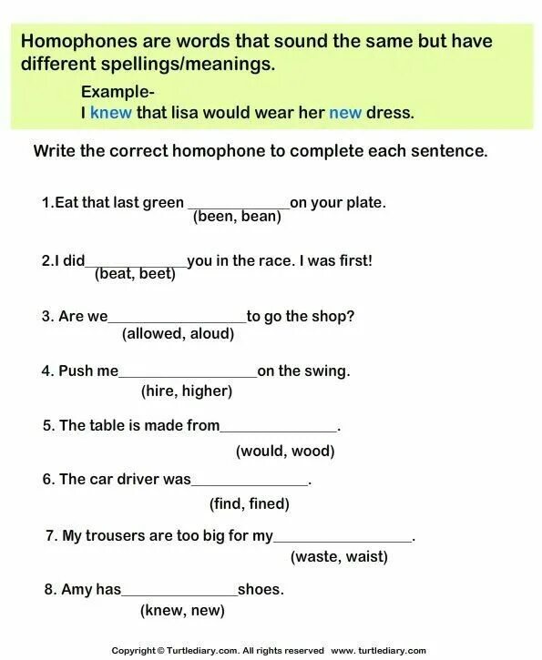 Complete the sentences with the correct option. Homophones Worksheets. Write the correct homophone of the Word "great".. Choose the correct options. Homophones Worksheets for Kids.