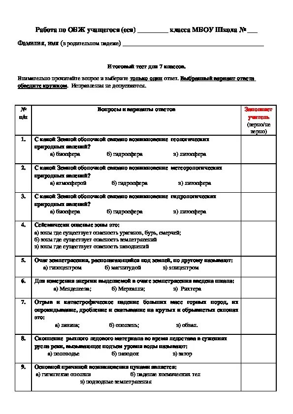 Итоговое тестирование 7 кл ОБЖ. Итоговый тест по ОБЖ. Тест 7 класс ОБЖ. Итоговый тест по ОБЖ 7 класс.