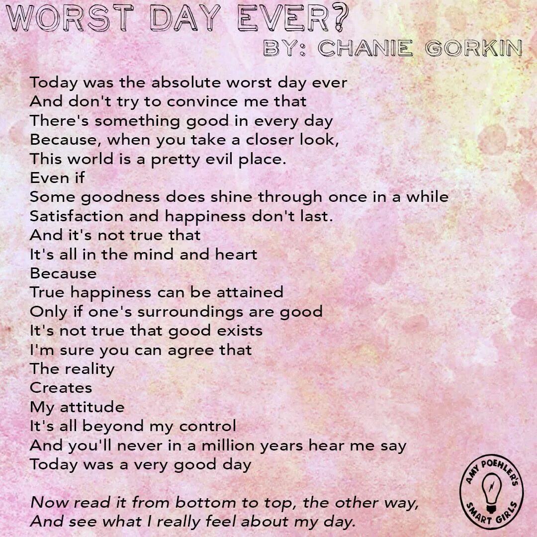 Syahata s bad day 0.79 c. Worst day ever стих. worst day ever chanie gorkin. worst day ever стих на русском. worst day ever перевод.