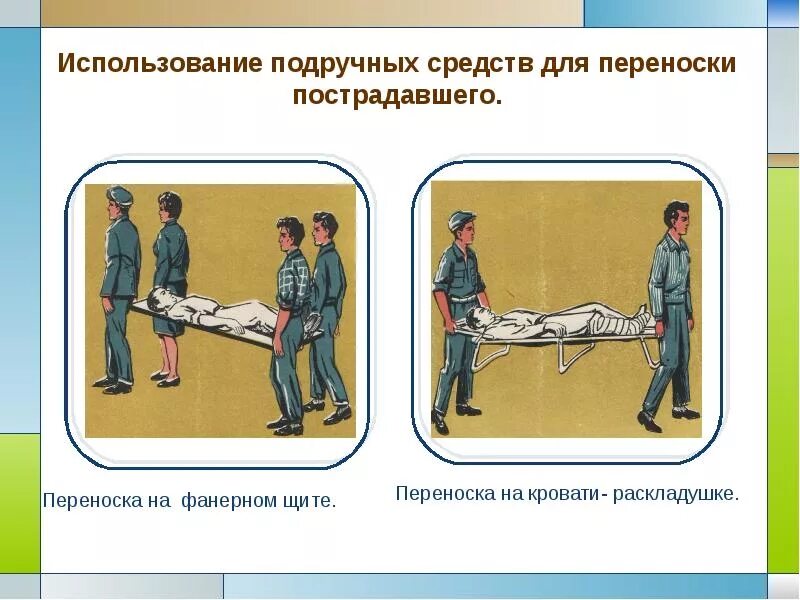 В каком положении необходимо эвакуировать пострадавшего. Способы переноски пострадавших. способы транспортировки пострадавшего. переноска пострадавшего на носилках. транспортировка пострадавшего подручными средствами.