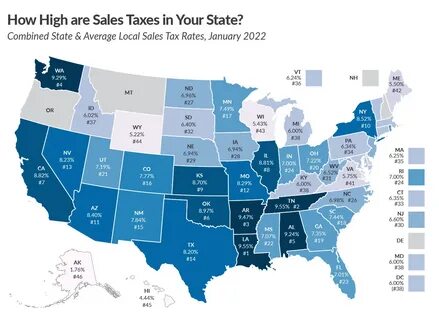 Налог с продаж по штатам в 2022 году на карте 