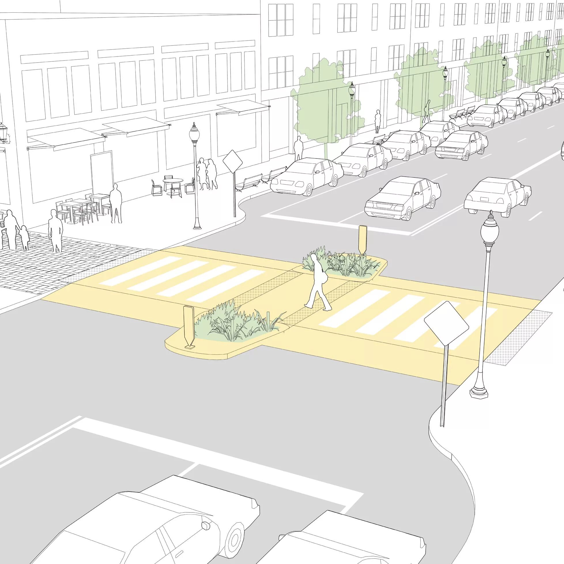 Пешеходные зоны в жилой зоне. Проектирование пешеходных дорожек. Благоустройство проезжей части. Освещение пешеходных дорожек. Проект пешеходного перехода.