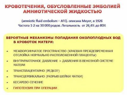 Эмболия амниотической жидкостью клинические рекомендации