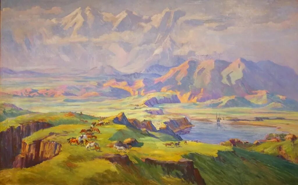 Абильхан Кастеев пейзаж. Картины Абылхана Кастеева. Картины Кастеева художника Казахстана. Кастеев горный пейзаж
