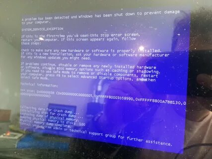 Синий экран ошибка system service exception