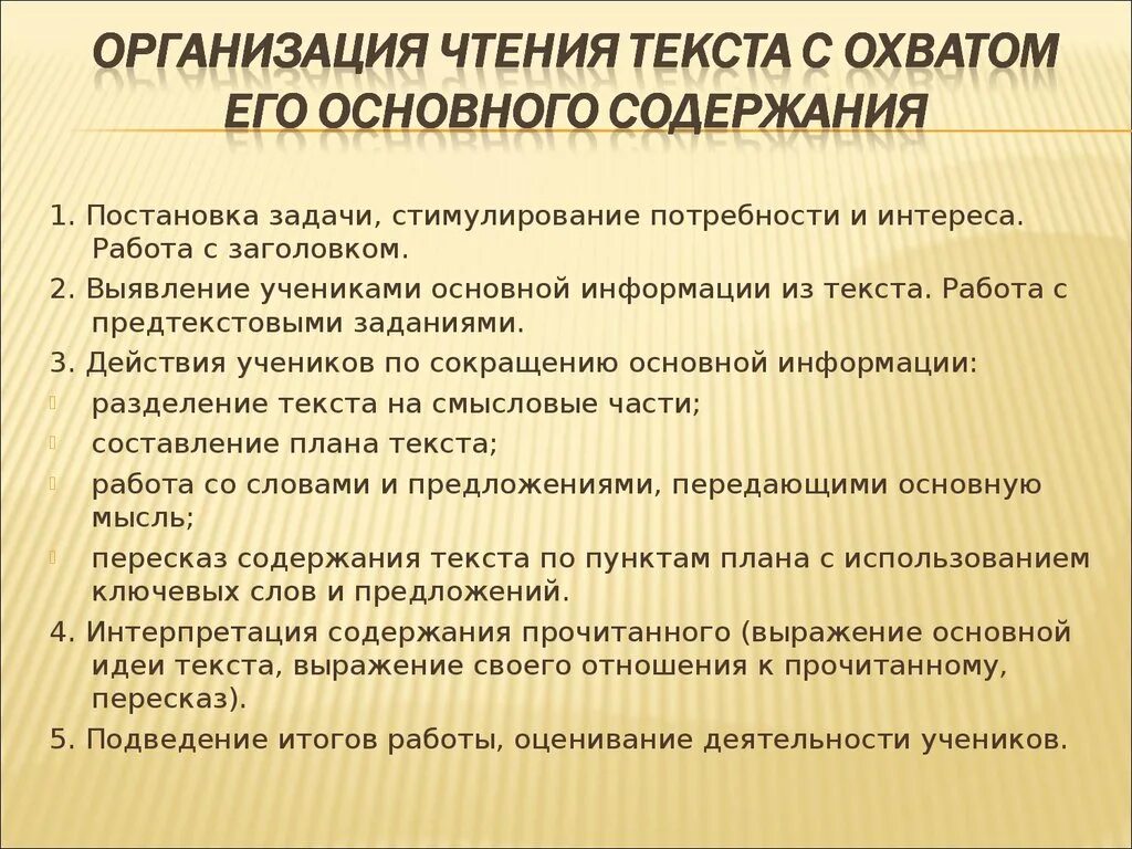 Организация чтения. Требования к организации чтения. Варианты организации чтения. Организация чтения в школе.