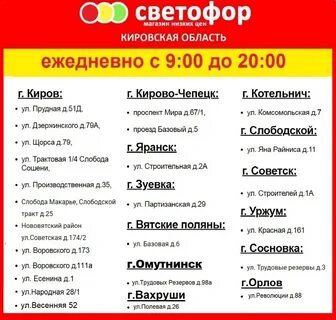 Адреса магазинов светофор в москве на карте