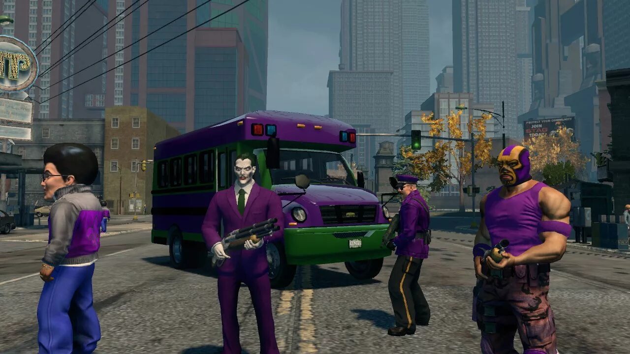 Включи игры фиолетовая. Saints Row 3. Saints Row 3 Джокер. Saints Row 1 банды. Саинтс ров 6.